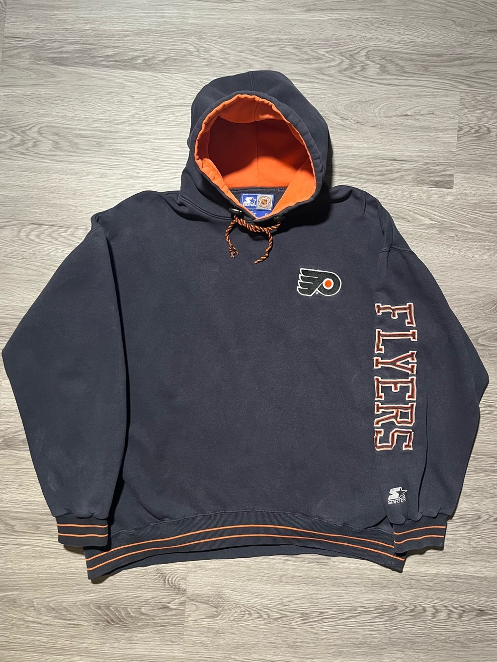 90s STARTER vintage Philadelphia Flyers NHL logo embroidered hoodie men’s XL